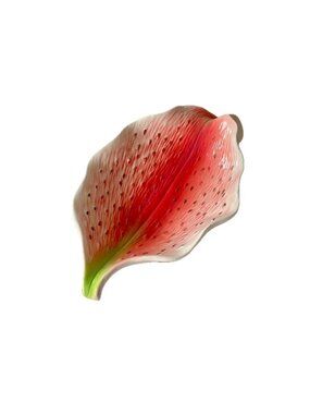 Pacific Rim Art Pottery Orchid Lily Flower Serving Dish 10x5.5" Hand-painted